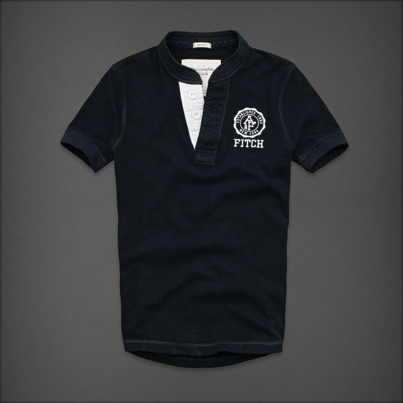 Abercrombie Fitch Hombres Ponte de pie de cuello Corto Remera AF5745